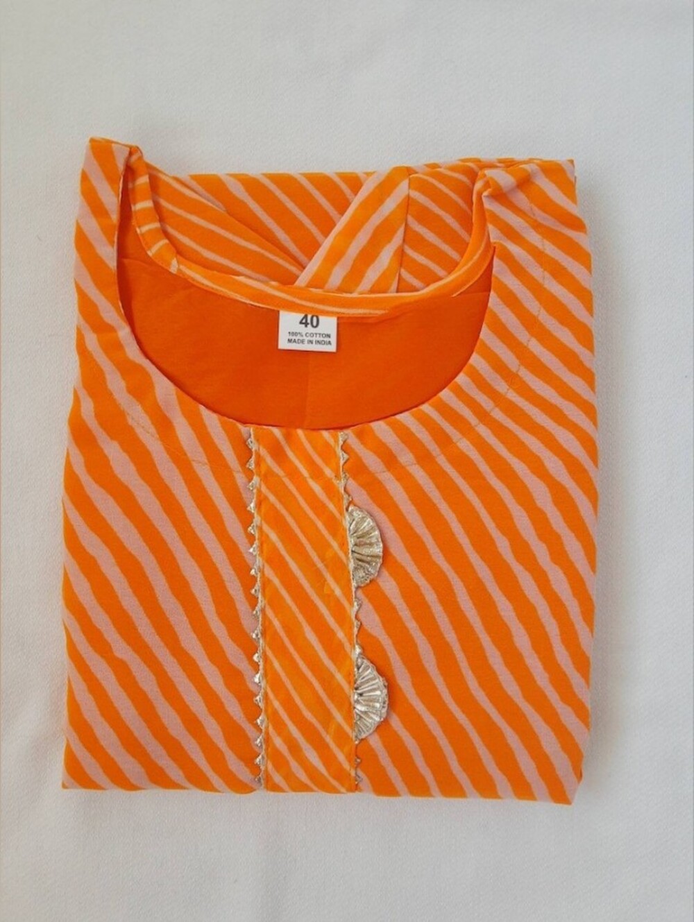 Women's Orange Striped// leheriya Tunic Top